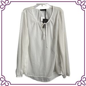 gibson Off White Relaxed Fit Long Sleeve Blouse Tunic Size XL NEW